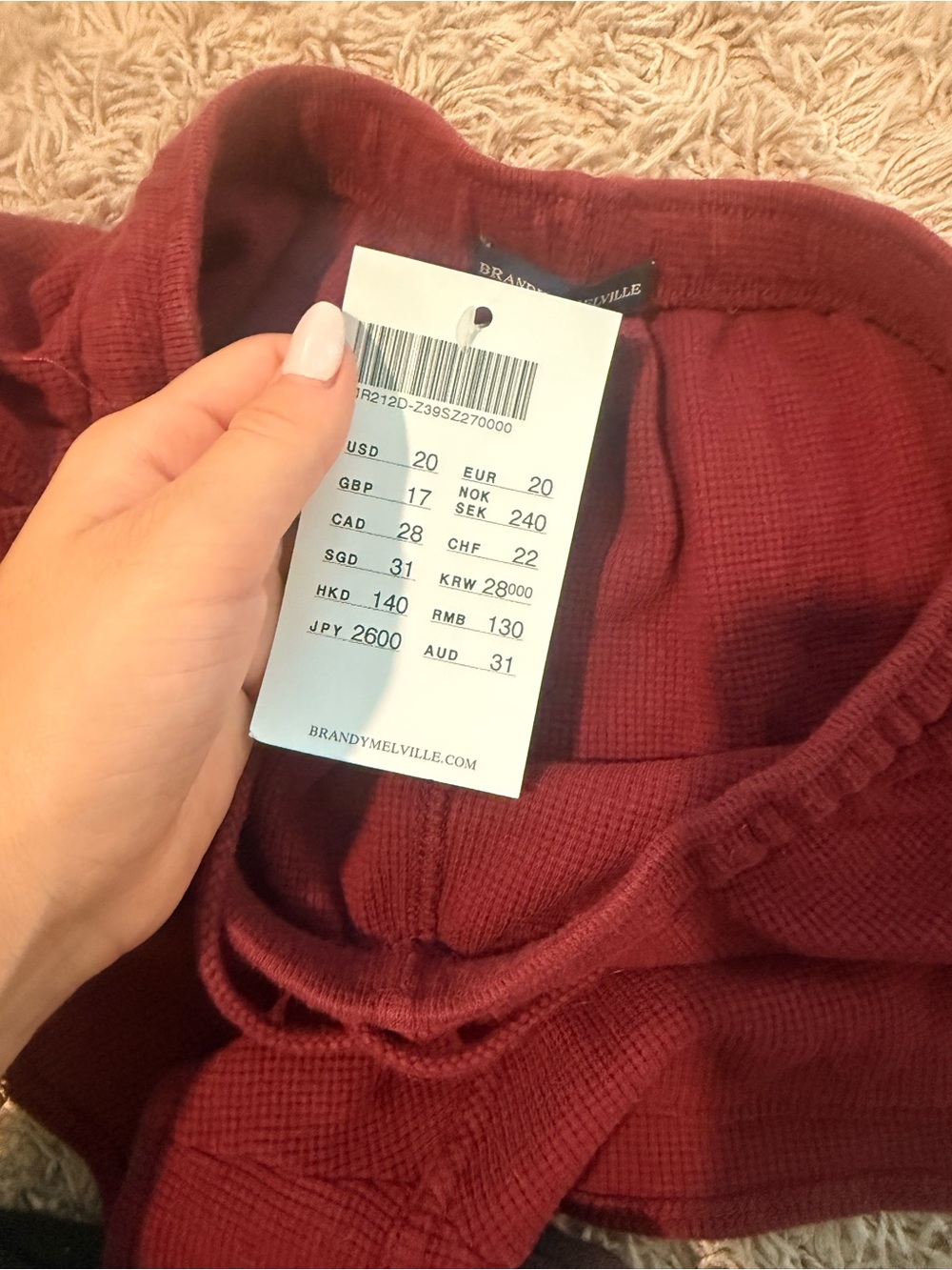 Brandy Melville maroon summer thermal shorts - Picture 2 of 2